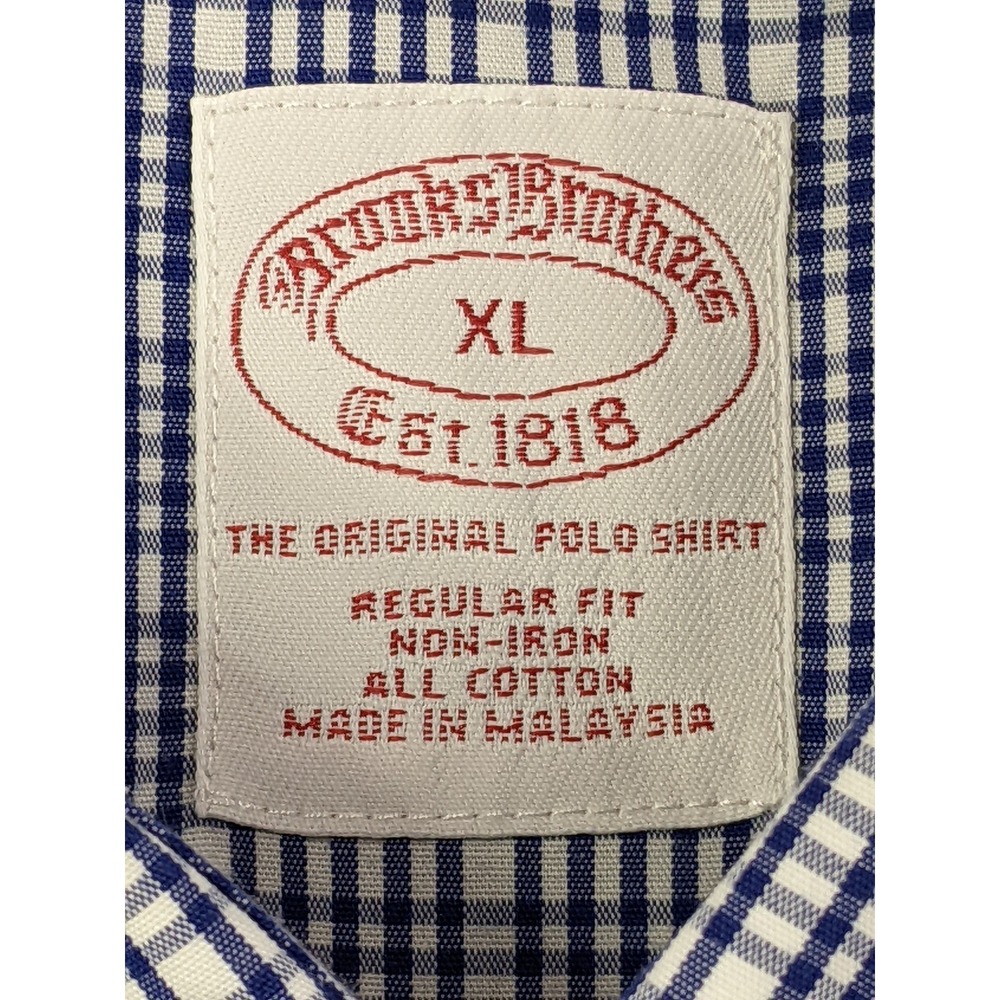 Brooks Brothers Mens XL Blue Gingham Checkered Button Down Long Sleeve Shirt - Picture 4 of 10